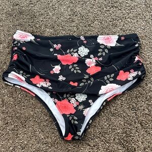 Floral Black Bikini Bottom